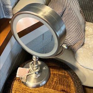 Large Magnifying Elegant Silver Vanity Mirror